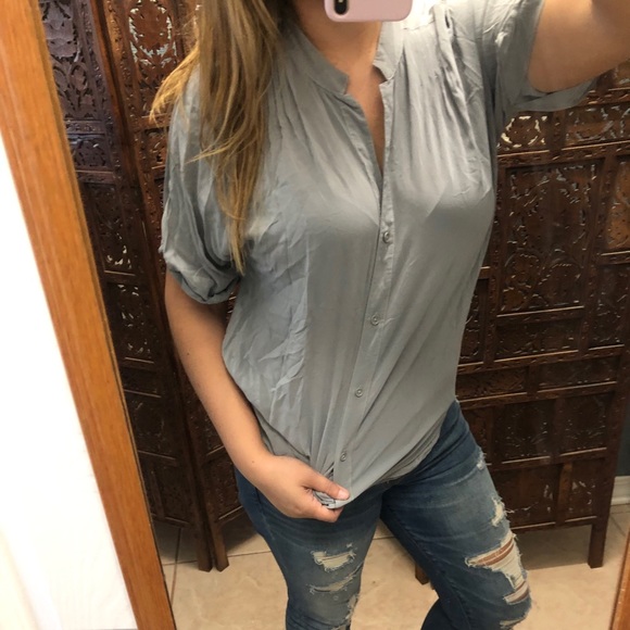 Anthropologie Mauve Silk Gray Tunic Top Medium - Picture 3 of 6